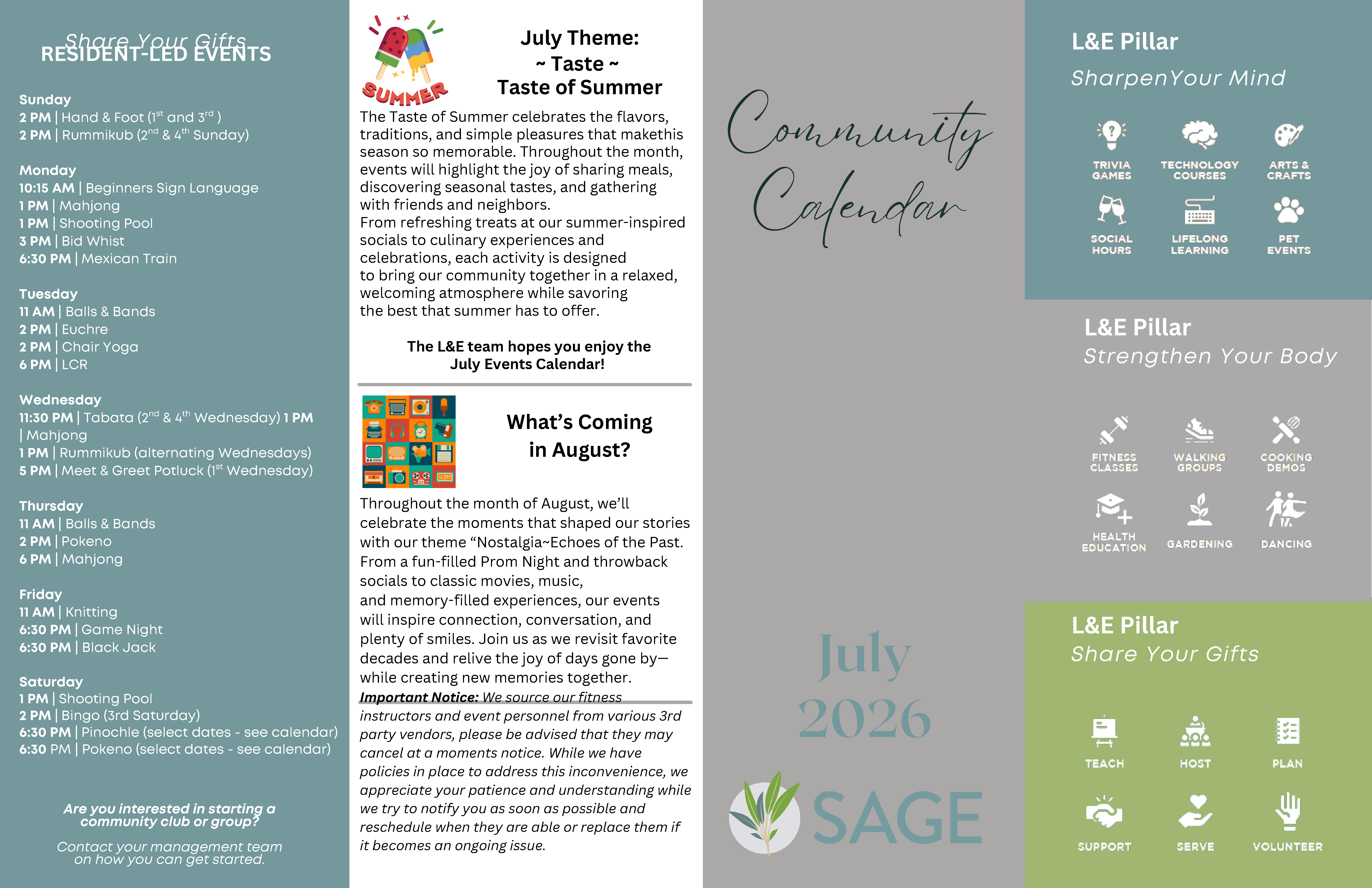 Resident Calendar Resident Calendar