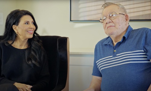 two people looking at one another