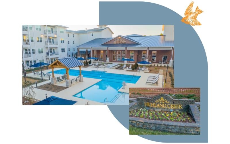 a graphic with a picture of a pool and entrance sign